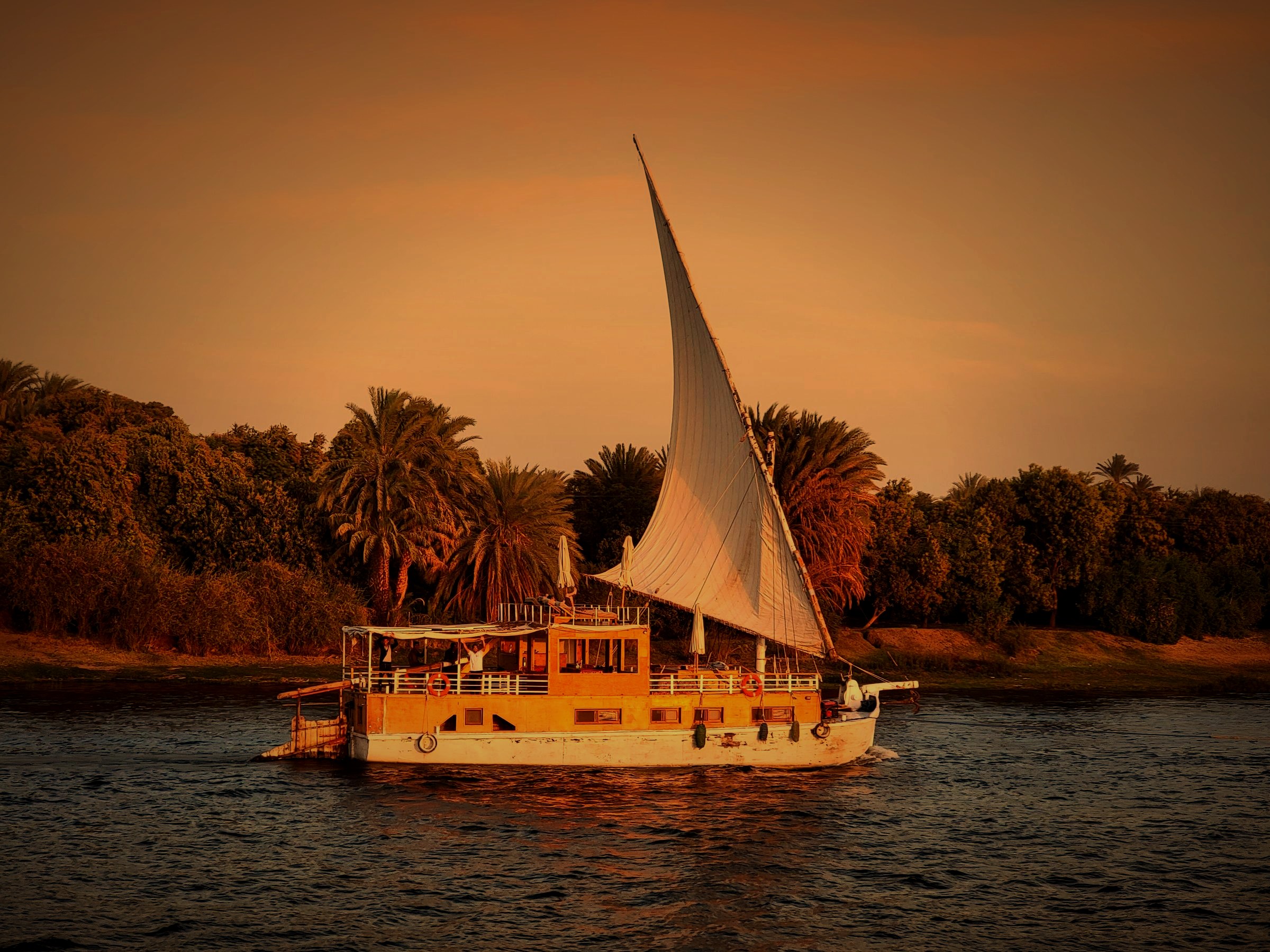 A dahabiya under sail